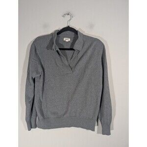 Pact Womens Organic Cotton Gray Long Sleeve Polo Sweater Sz XS Sustainable